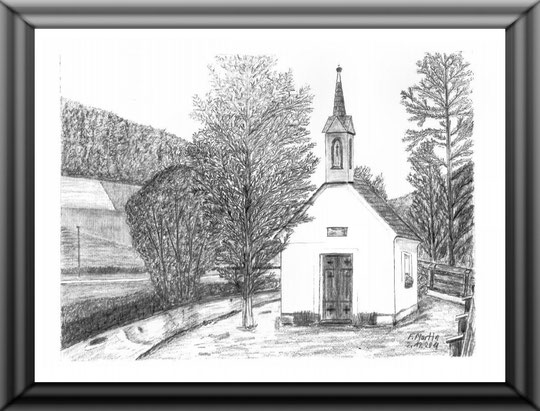 Kapelle in der Steiermark   Bleistiftzeichnung   42 x 30 cm