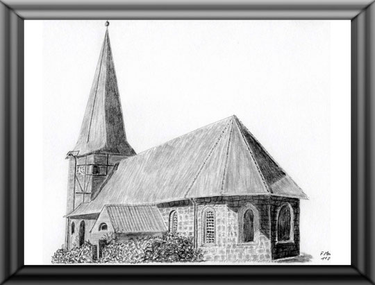 Kirche Alt Rahlstedt 1 - Hamburg  Bleistiftzeichnung  30 x24 cm