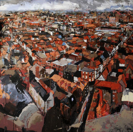 York from the Minster, oil on canvas, 110 x 110cm, 2011