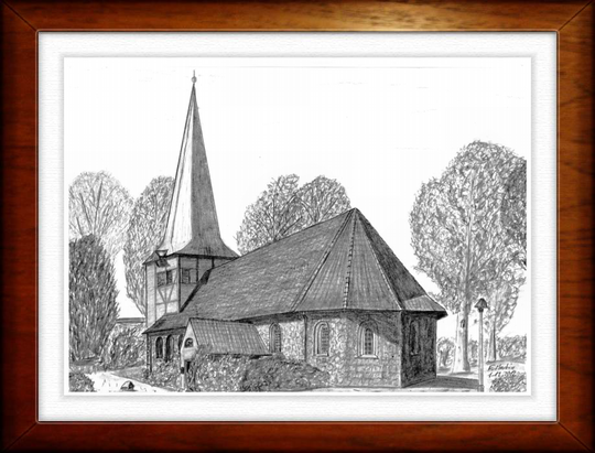 Kirche Alt Rahlstedt 3    Bleistiftzeichnung    30x24 cm