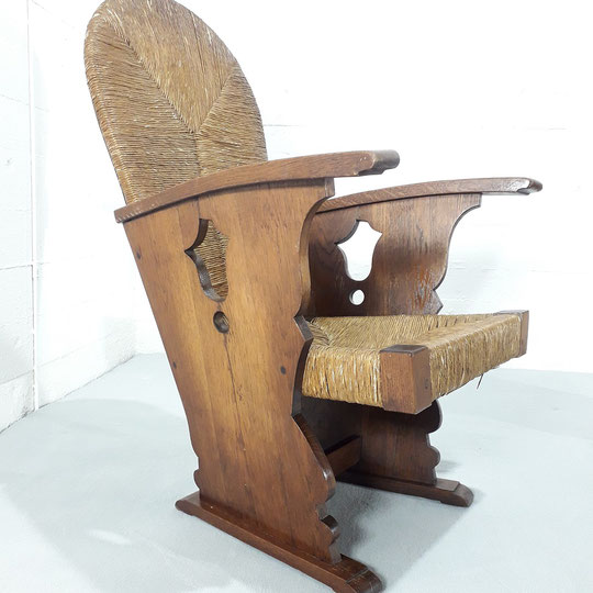 Amsterdamse School, Pair of Unique Wicker and Massive Oak Armchairs, 1910-20s