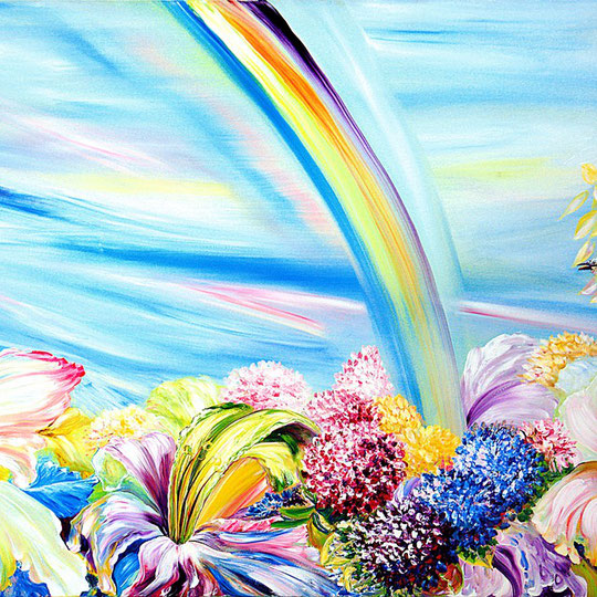 2006 Paradies Blumen 90x120 acryl auf Leinwand