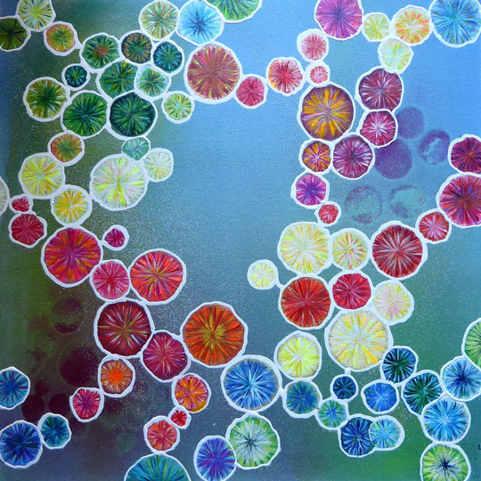 Kristallschönheiten, Acryl auf Leinwand, 50x50cm