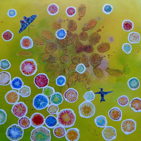 Belebtes und Unbelebtes, Acryl auf Leinwand, 40x4 cm