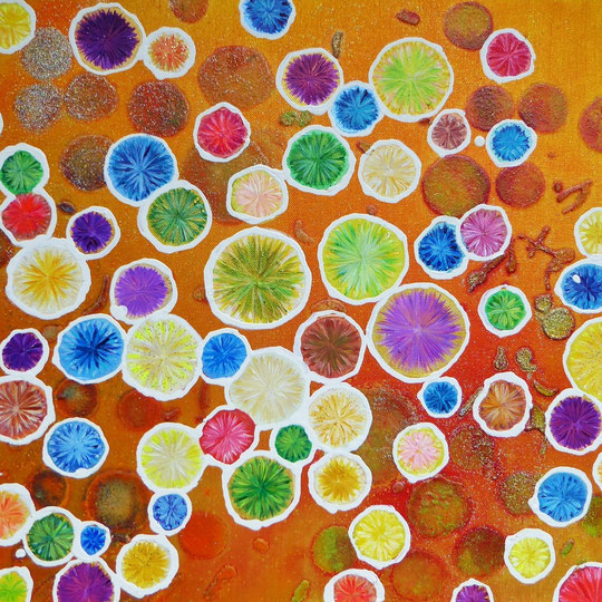 Sunny Crystals, Acryl auf Leinwand, 40x40cm