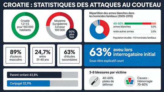 Statistiques des attaques au couteau en Croatie