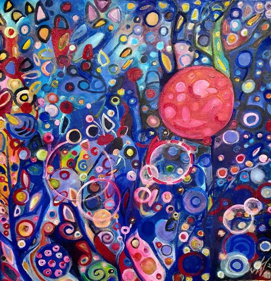 "Where have all the flowers gone",  Acryl auf Leinwand, 100 x 100 cm,  2025