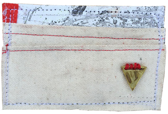 skinny wallet 1 - front | made out of scrap canvas and fabric and burlap | SOLD | $30