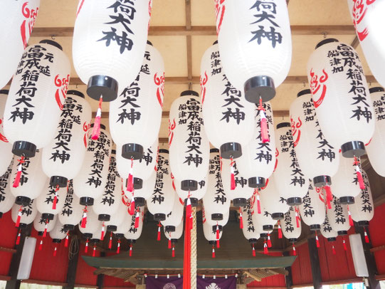 稲荷提灯(毎年お正月に献灯頂いております。)令和6年は赤色です。