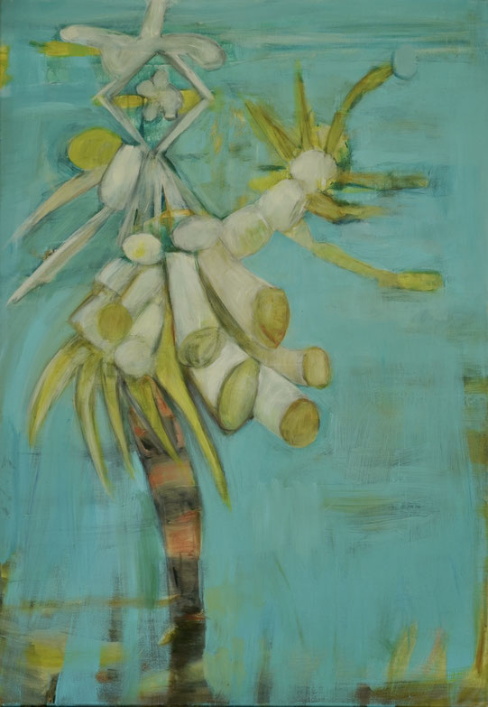 Sans titre jaune et  bleu, 2026 Acryl auf Leinwand 117x80