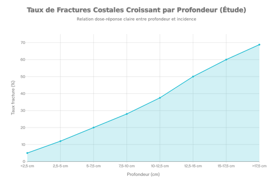 Corrélation entre profondeur de pénétration et incidence des fractures costales
