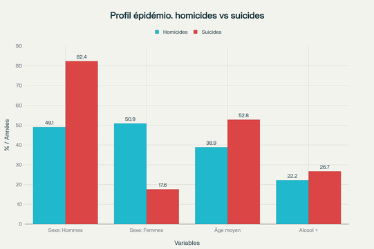 Profil épidémiologique et déterminants contextuels : comparaison homicides vs suicides par coups de couteau
