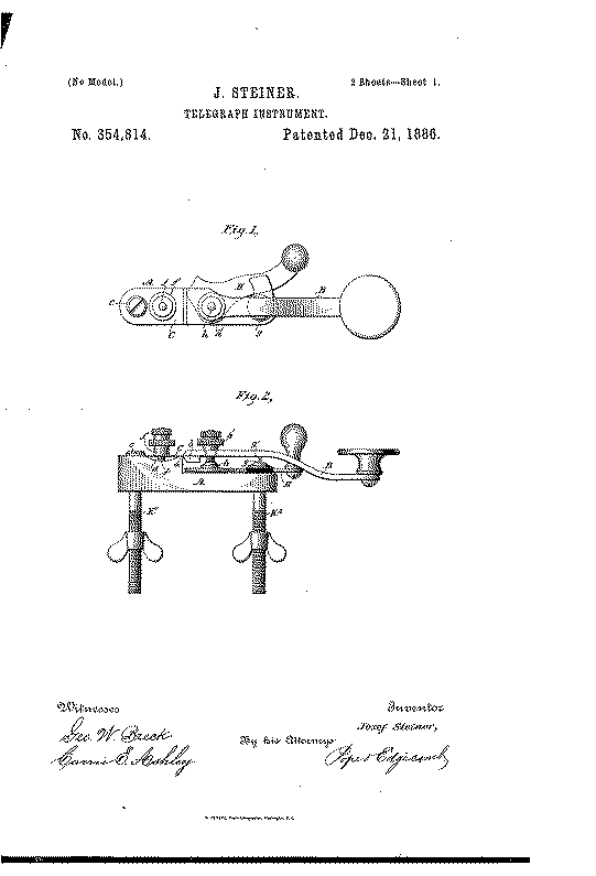 First Steiner key Patent - 1886