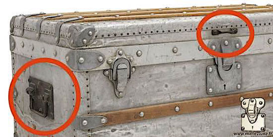 malle aluminium poignée laiton non d'origine louis vuitton