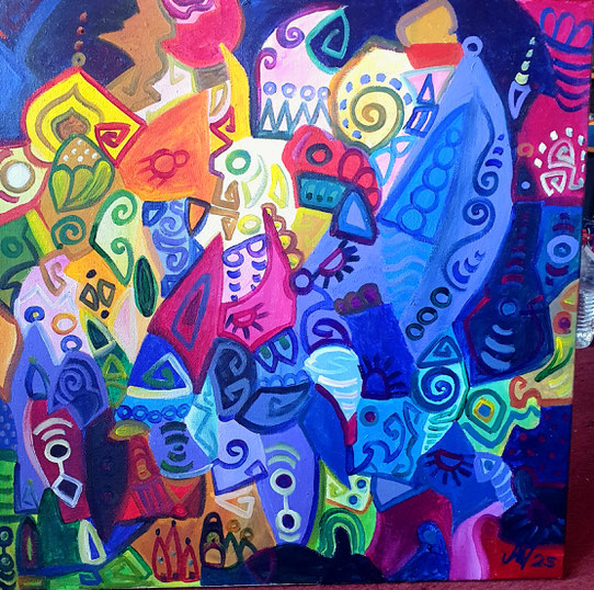 "Wildes Land", Acryl auf Leinwand, 100 x 100 cm, 2025
