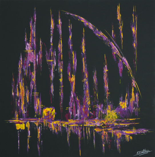 Révolution - Eric Delahaye - acrylique au couteau sur toile - 60x60 cm - série Vibrations - 2025