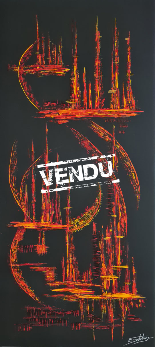 Réjouissance - Eric Delahaye - acrylique au couteau sur toile - 40x90 cm - série Vibrations - 2025