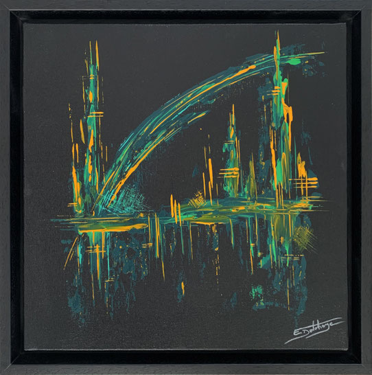 Distrait - Eric Delahaye - acrylique au couteau sur toile - 30x30 cm - série Vibrations - 2025
