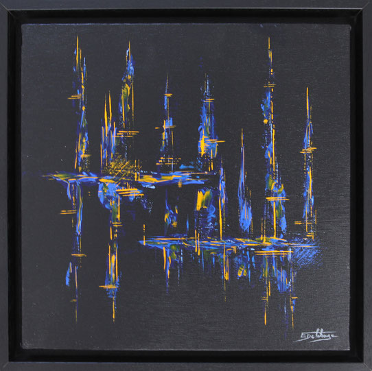 Trouble - Eric Delahaye - acrylique au couteau sur toile - 30x30 cm - série Vibrations - 2025