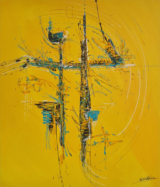 Partition Personnelle - Eric Delahaye - acrylique sur toile - 70x80 cm - série Effusion - 2025