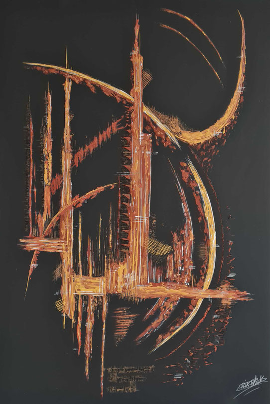 Force - Eric Delahaye - acrylique au couteau sur toile - 80x120 cm - série Vibrations - 2024