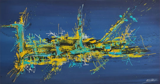 Balbutiements Intérieurs - Eric Delahaye - acrylique sur toile - 120x60 cm - série Effusion - 2025