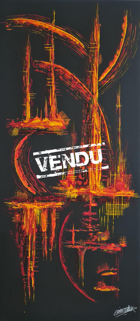 Sensibilité - Eric Delahaye - acrylique au couteau sur toile - 40x90 cm - série Vibrations - 2024