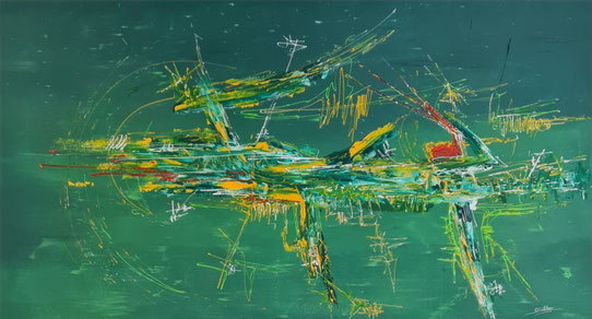 Vision Imparfaite - Eric Delahaye - acrylique sur toile - 100x180 cm - série Effusion - 2025