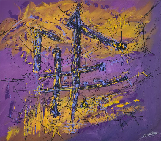 Vertige des sens - Eric Delahaye - acrylique sur toile - 70x80 cm - série Effusion - 2025