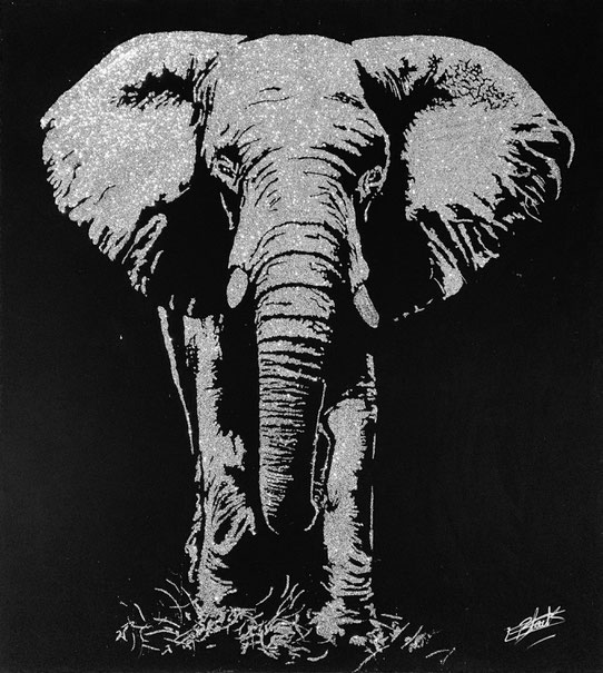 Tableau Paillettes The Eléphant par Eric Black Delahaye