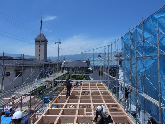 ベーカリーショップ　クロリ・BREAD＆LIFE　店舗併用住宅　松本市　新築工事　長野県松本市の建築家　建築設計事務所　建て方　現場監理