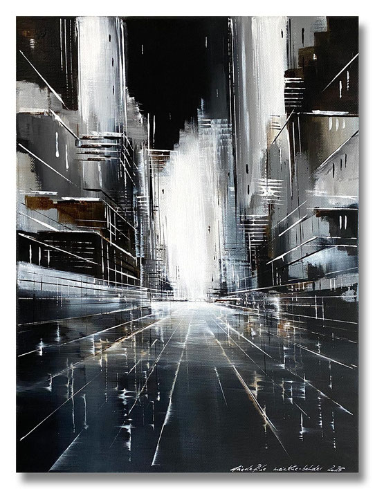 02 „STADTLANDSCHAFT“ – Mischtechnik auf Leinwand auf 2cm Keilrahmen – licht- und farbecht endfixiert – Größe: 30x40 - VERKAUFT