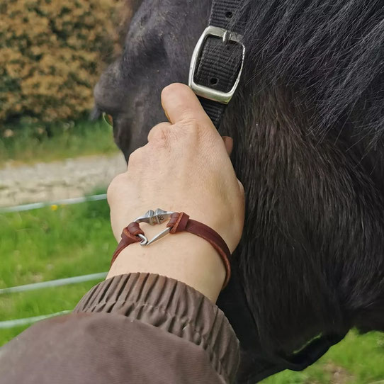 bracelet cœur fer a cheval equitation 