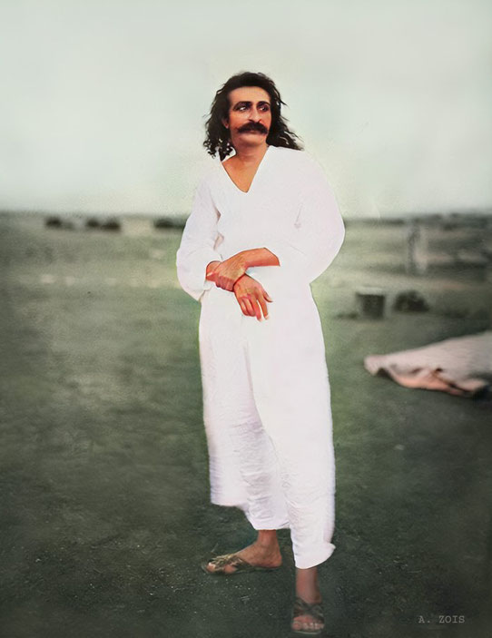  1927-8 : Meher Baba at Meherabad, India. Image rendered by Anthony Zois.