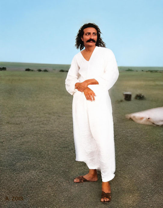 1927-8 : Meher Baba at Meherabad, India. Image rendered by Anthony Zois. BP