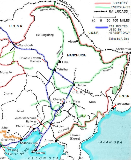 The train routes in Northern China & Russia