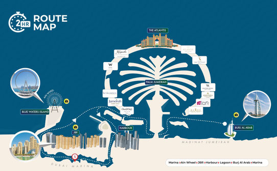 Route Map 2 Stunden Sportboottour