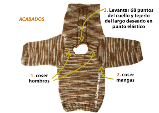 Chompa para niños de 2 años tejida en dos agujas o palitos