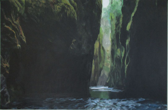 Schlucht. Acryl.  80 x 120 cm. (verkauft)