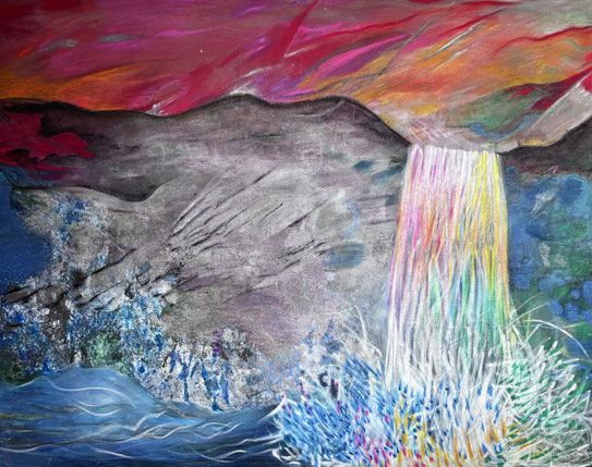"Gravity" | 2020-2025 Zeitschichtung, 100 cm x 80 cm auf Leinen
