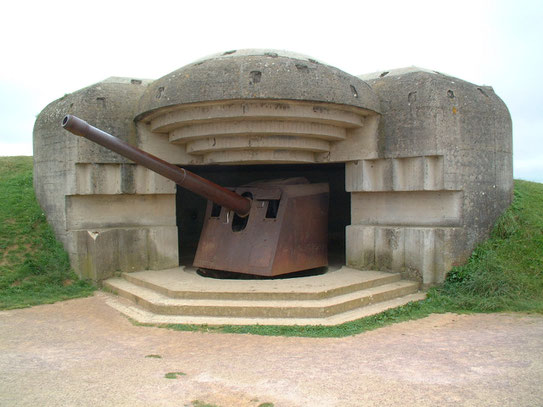 Een van de marine geschutskoepels van de batterij bij Longues-sur-Mer gelegen tussen Omaha en Gold beach.