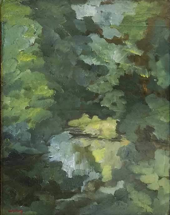 Helmuth Westhoff (1891-1977), Sommerliches Wümmeufer, um 1925, Öl auf Hartfaser, 47,3 x 37 cm
