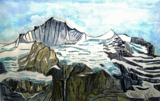 Foto: hanstribolet.jimdo.com,  Inhalt: Aquarell Berge, watercolor swiss mountains