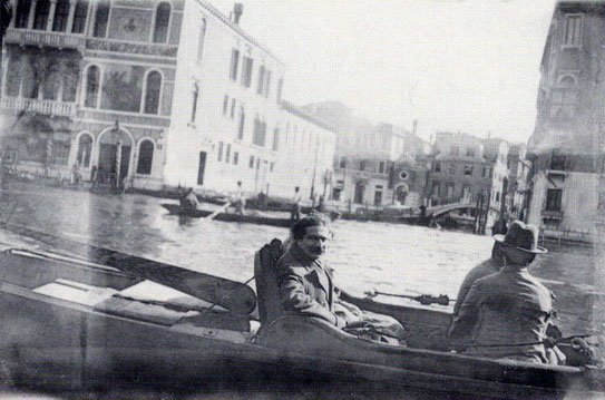 1932 Venice : Meher Baba seen with some of his men in a gondola.