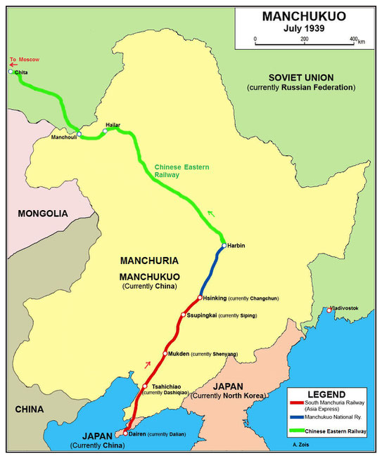 Period map of the 1930s - Northern China region - Manchuria, which was claimed and occupied by both Chinese & Japanese Armed Forces.