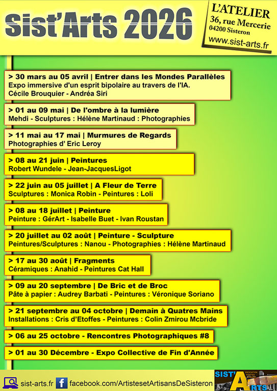 programme sist'arts 2026