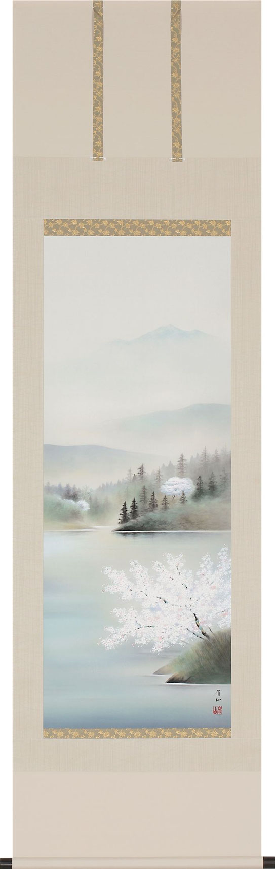 掛軸「春慶桜」佐藤眉山 尺五立（A-5687）