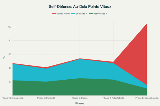 La progression montrant l'allocation efficace des ressources pédagogiques en self-défense