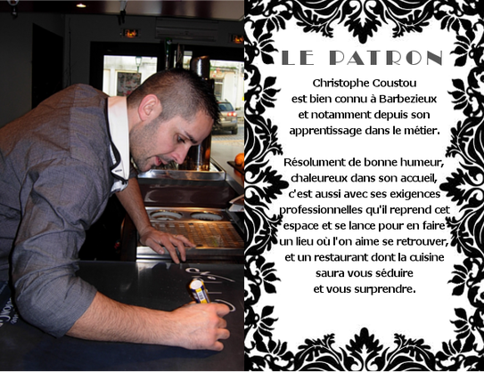 Christophe Coustou est bien connu à Barbezieux et notamment depuis son apprentissage dans le métier. C'est avec toutes ses exigences professionnelles qu'il se lance dans la reprise de cet espace