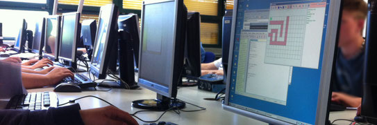Schüler bei der Hamster-Programierung im Informatikunterricht